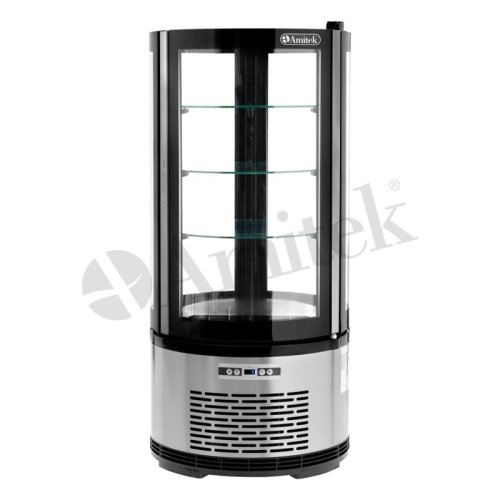 AMITEK AK100ETR pultra helyezhető süteményes vitrin, hűtő 100L, kerek