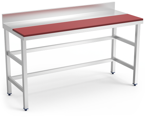 Rozsdamentes húsipari bontóasztal hátsó felhajtással 1500x800x850mm