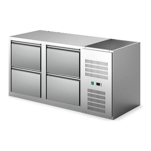 Art Serf REGD2500 – fiókos italhűtő pult, fedlap nélkül, 4db 1/2 -es fiókkal, 1570×580×850 mm