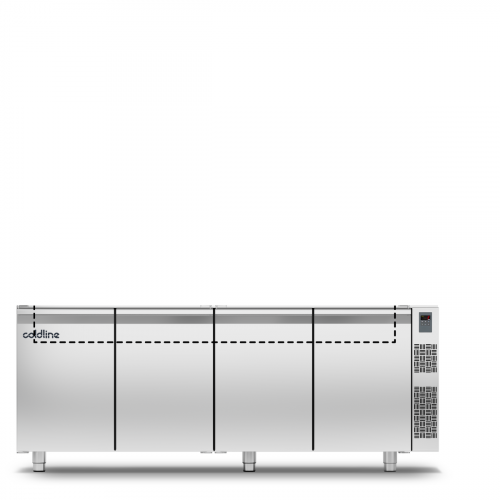 Coldline TS21/1MDR-710 Saladette GN pult rendszerrel 4 ajtóval -2°+8°C, 710 mm magas, pult alá helyezhető, külső aggregáttal